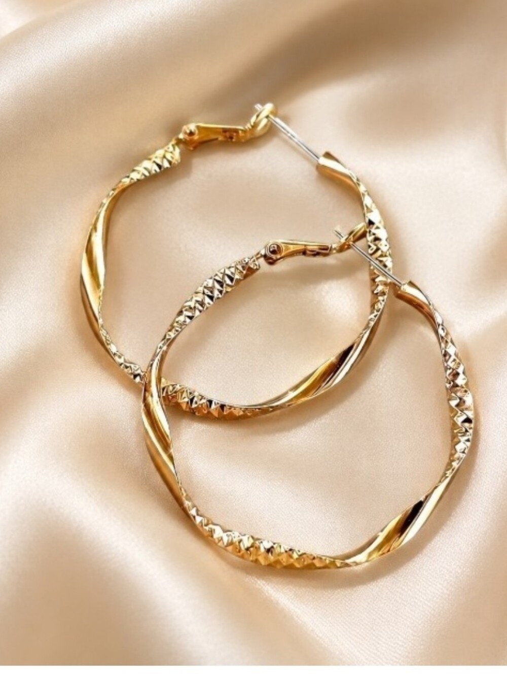 18K Gold Plated Twisted Hoop Earrings
